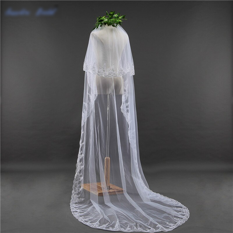 Ivory 3M Lace Cathedral Wedding Veil With Comb