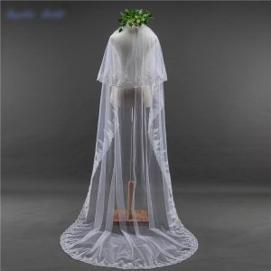Lace Cathedral Wedding Veil With Comb